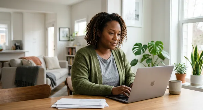 Patient completing online intake with support guidance